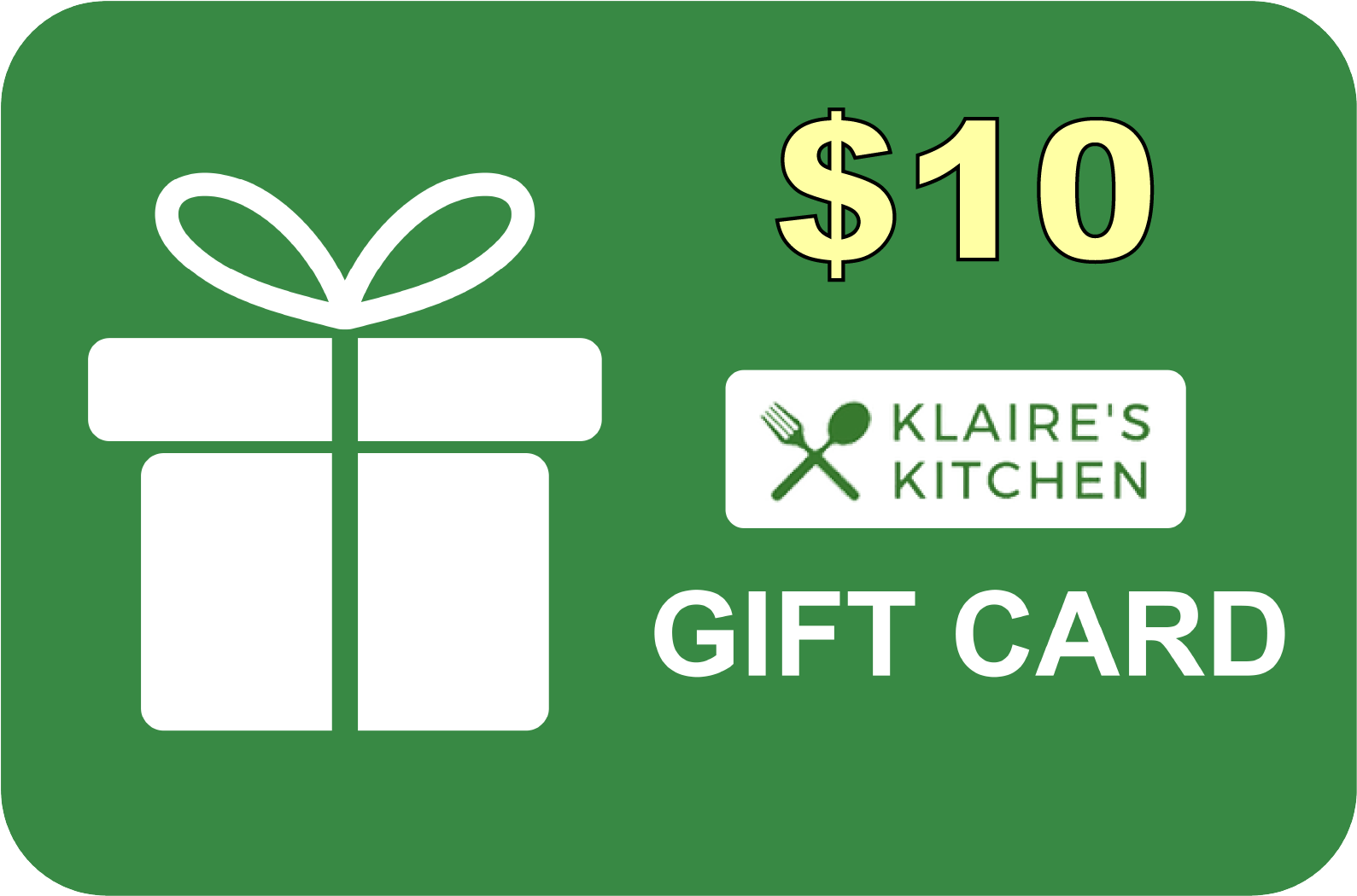$10 Klaire's Kitchen Gift Card