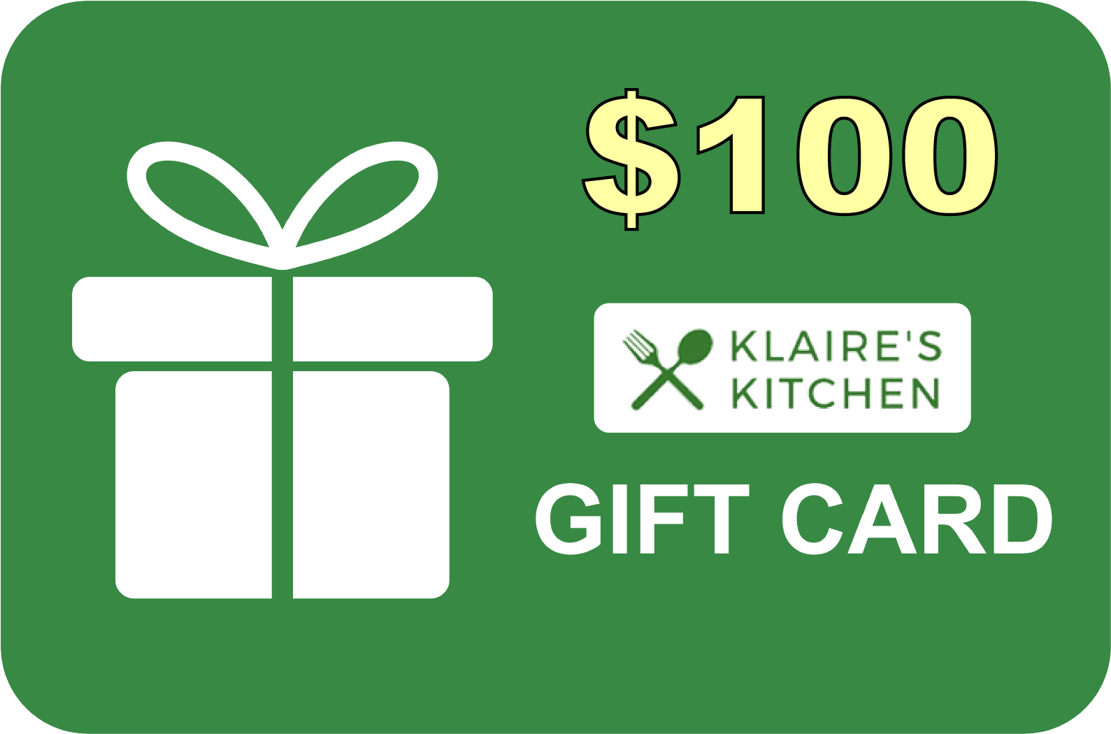 $100 Klaire's Kitchen Gift Card