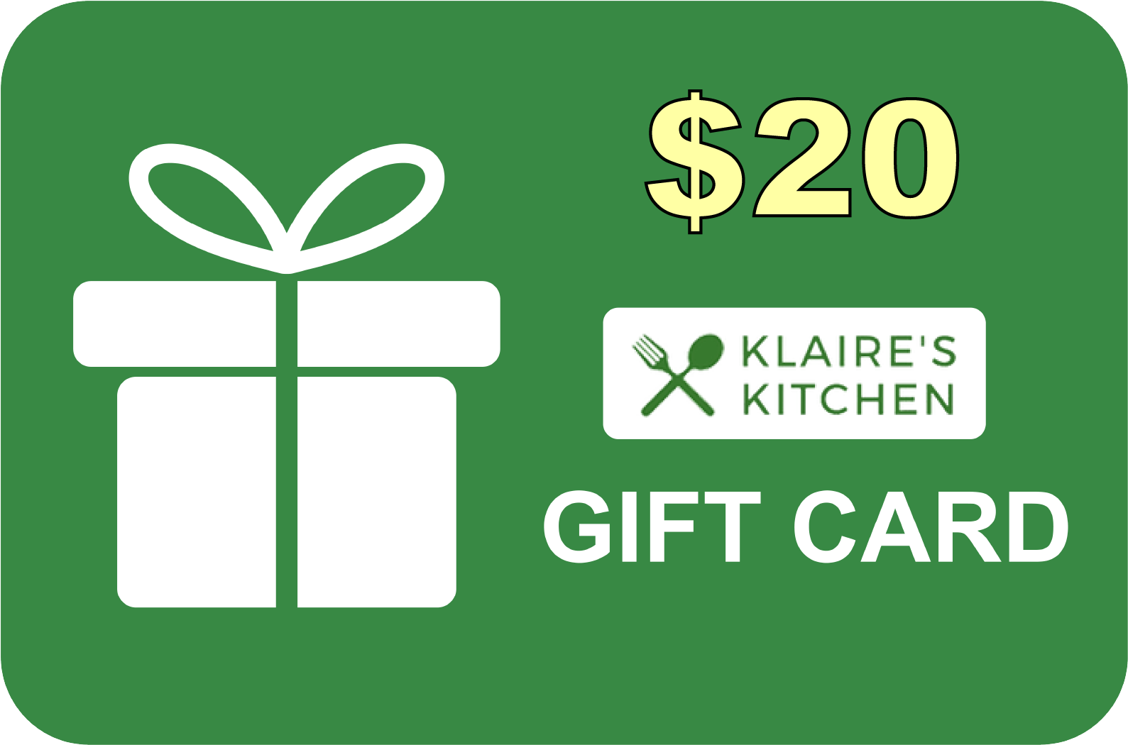 $20 Klaire's Kitchen Gift Card