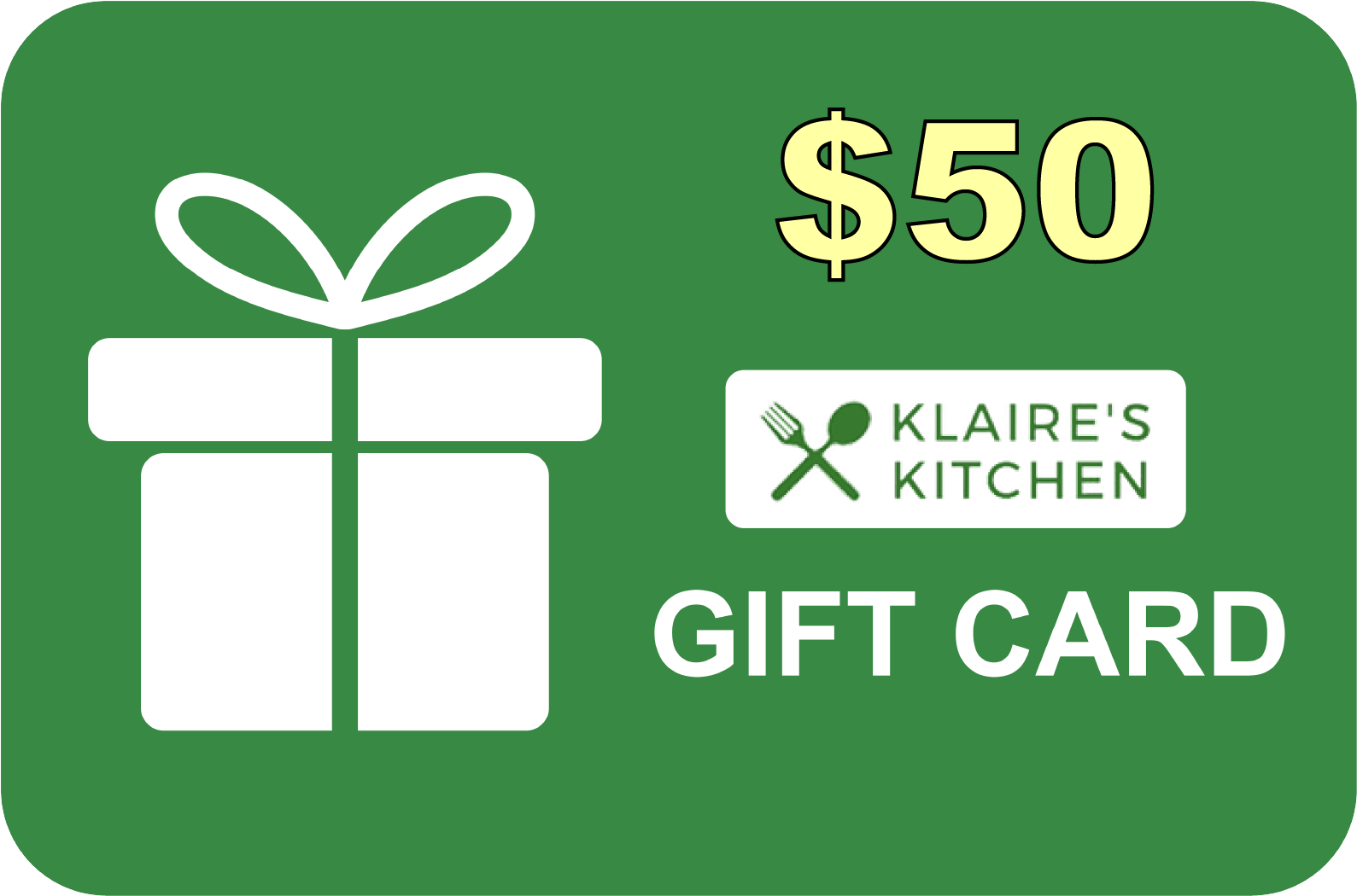$50 Klaire's Kitchen Gift Card